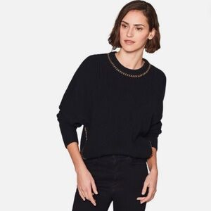 Joie Black Sweater with Gold Accents